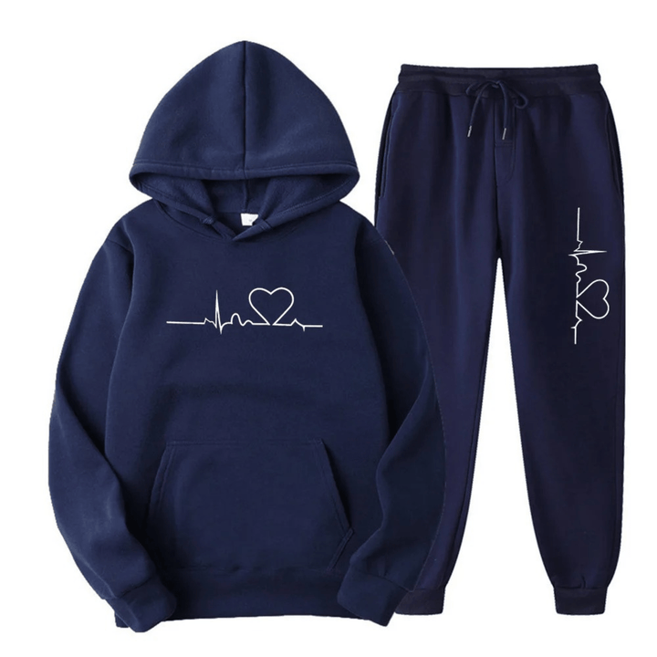 Relaxed Heartbeat Hoodie & Jogger Set | Soft Cotton Blend | Everyday Comfort
