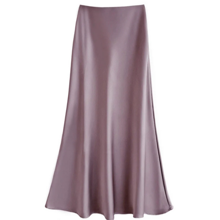 Satin Midi Skirt | Bias-Cut Flow | High-Waist Slip-On Design