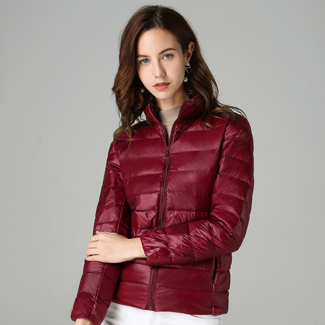 Rhoselle - Ultralight Down Jacket with Sophisticated Pleats