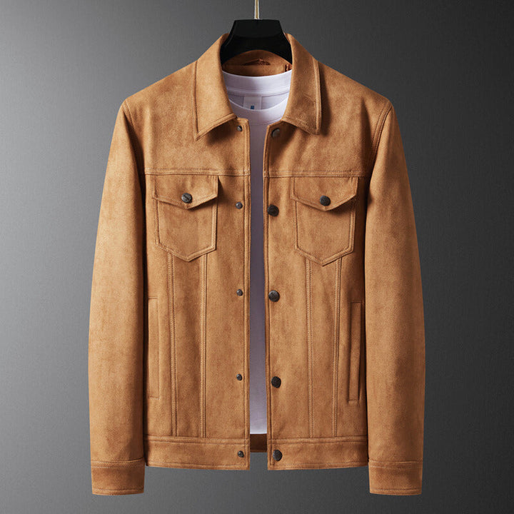 Men’s Suede Trucker Jacket | Classic Button-Up Outerwear for Transitional Weather