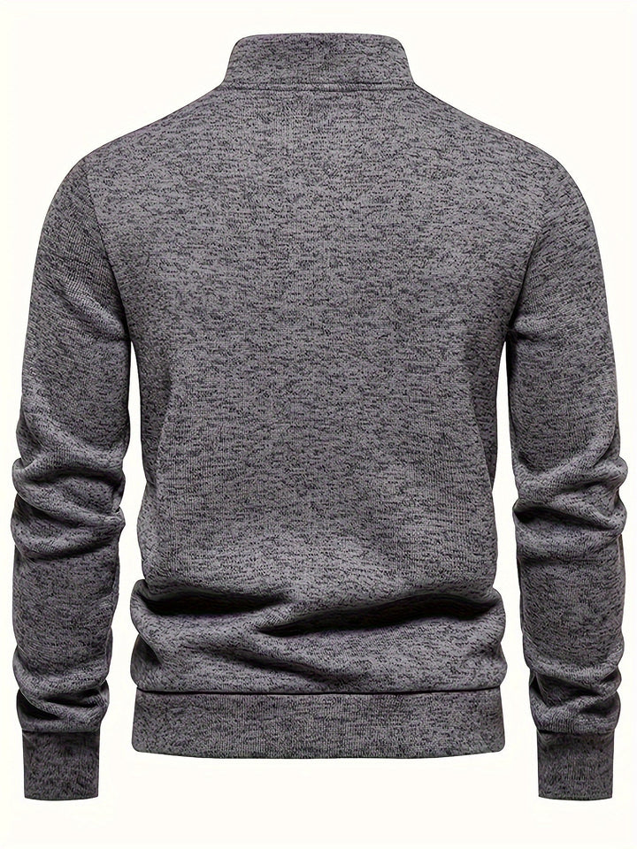Men’s Button Mock Neck Sweater | Textured Knit Pullover | Cold Weather Casual Essential