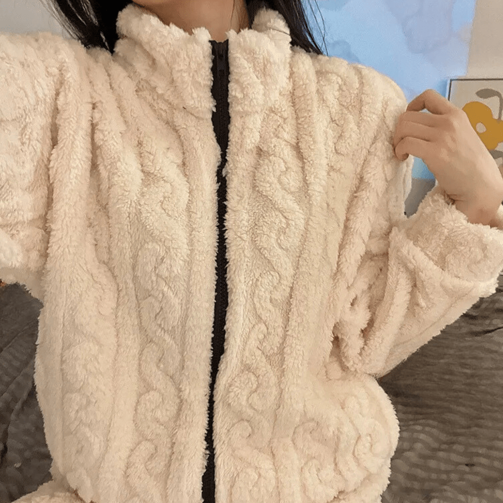 Fleece Knit Lounge Set | Ultra-Soft Comfort | Cable Knit Design | Cozy Homewear