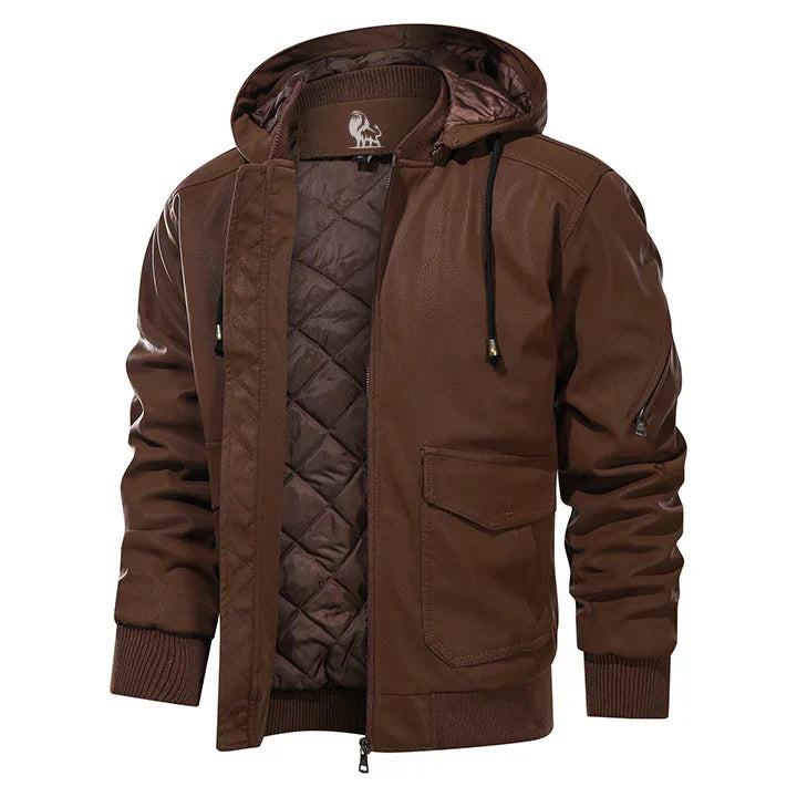 Men’s Quilted Hooded Work Jacket | Warm Lined | Ribbed Hem & Cuffs