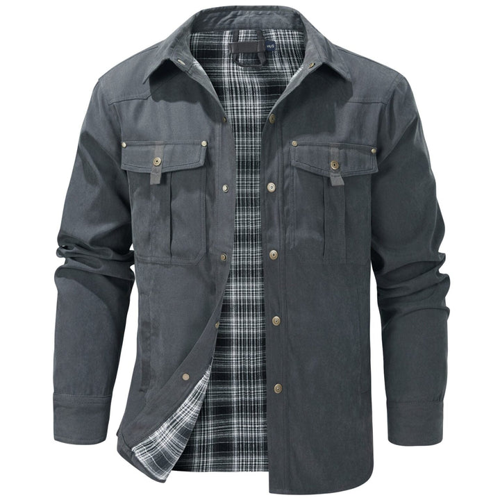 Surchemise doublée en flanelle pour homme | Veste-chemise boutonnée | Vêtement d'extérieur de mi-saison