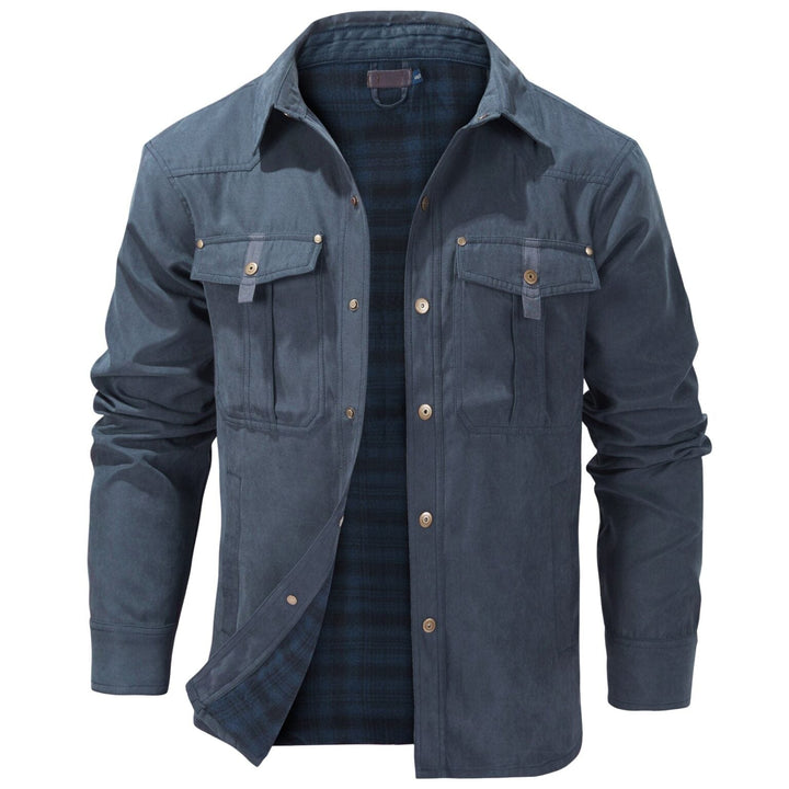 Surchemise doublée en flanelle pour homme | Veste-chemise boutonnée | Vêtement d'extérieur de mi-saison