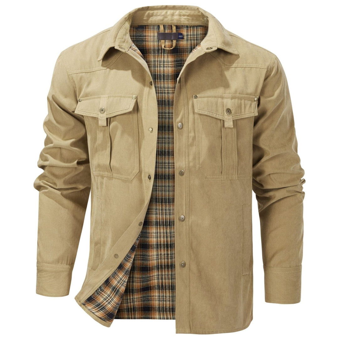 Surchemise doublée en flanelle pour homme | Veste-chemise boutonnée | Vêtement d'extérieur de mi-saison