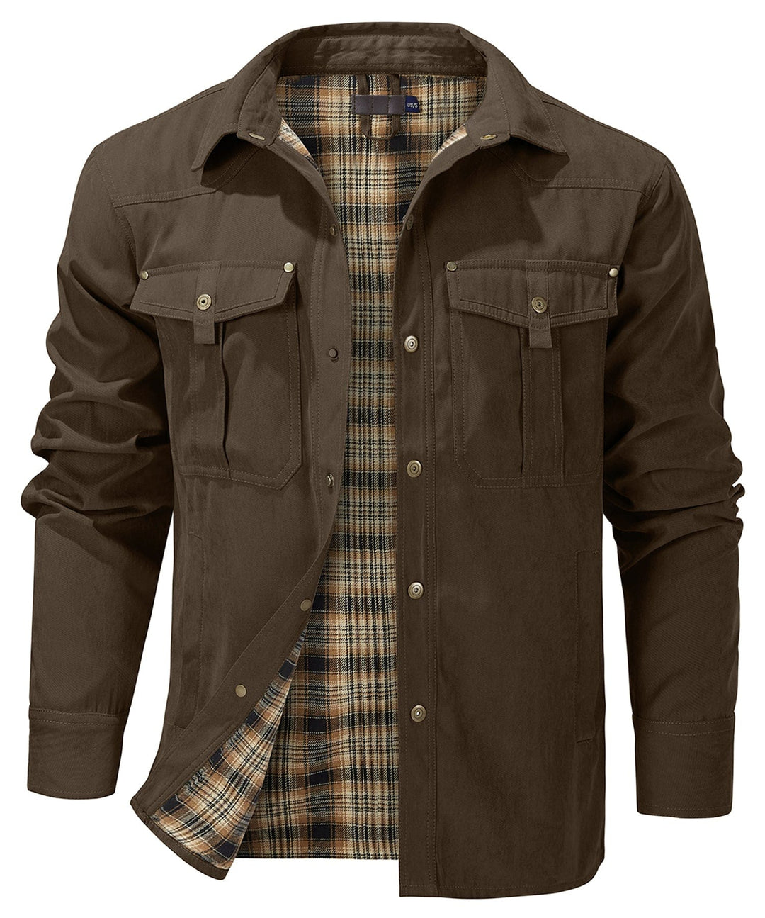 Surchemise doublée en flanelle pour homme | Veste-chemise boutonnée | Vêtement d'extérieur de mi-saison