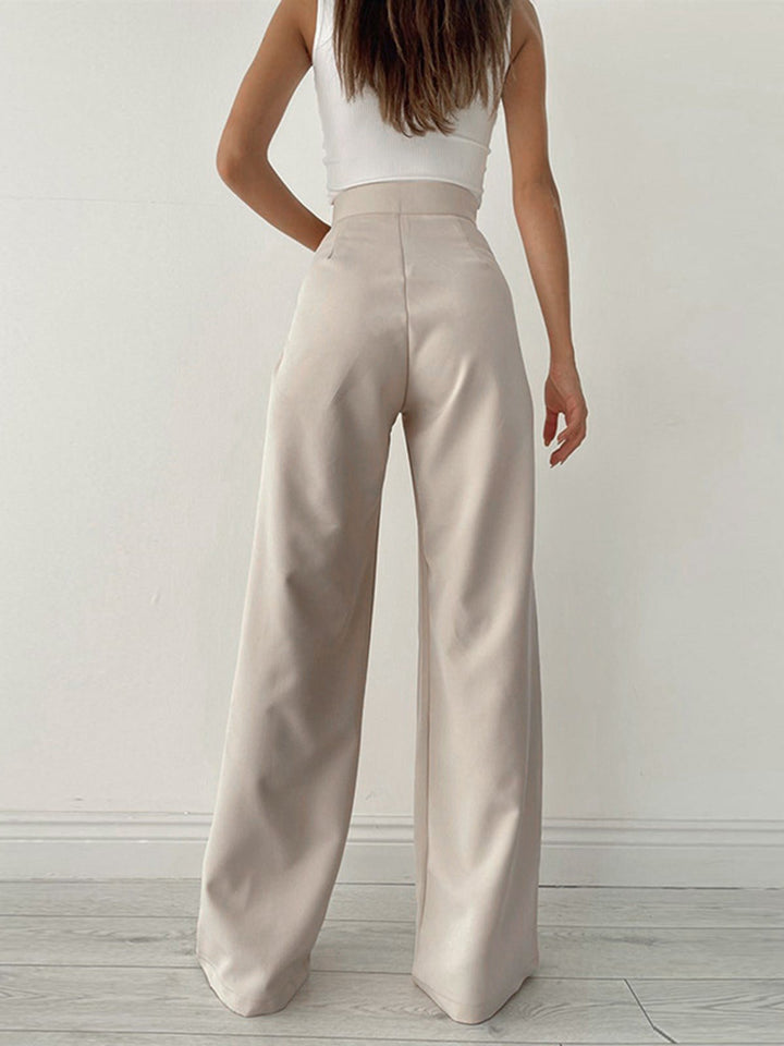 Mid-Waist Wide-Leg Trousers | Lace-Up Detail | Casual Comfort