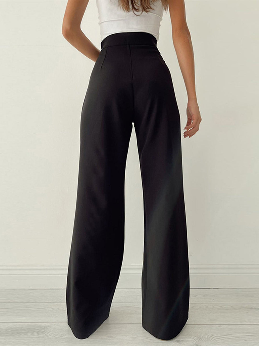 Mid-Waist Wide-Leg Trousers | Lace-Up Detail | Casual Comfort