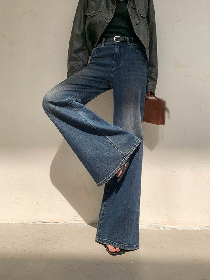 High-Waist Wide-Leg Jeans | 100% Cotton Denim | Washed Blue