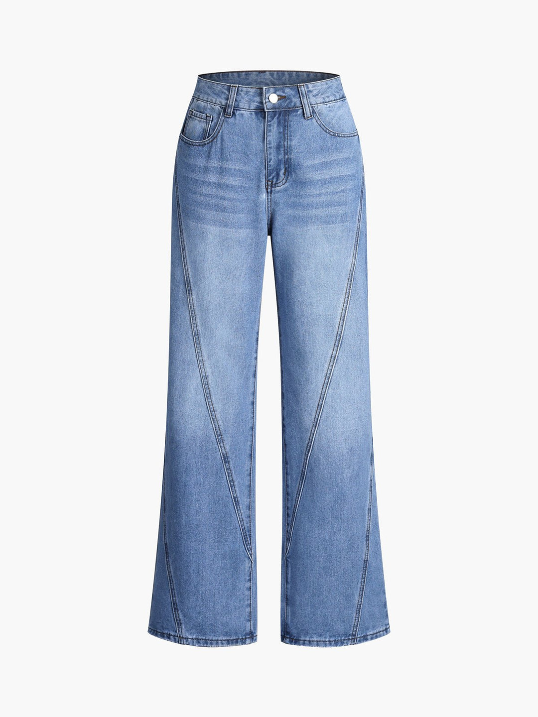 High-Waist Wide-Leg Jeans | Cotton Blend Denim | Light Blue