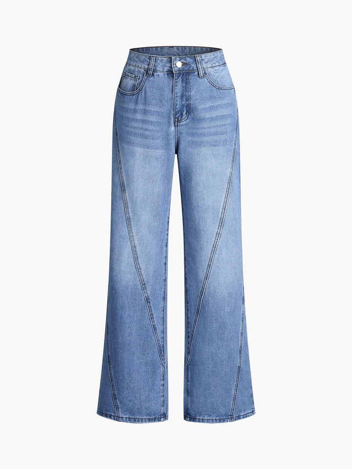 High-Waist Wide-Leg Jeans | Cotton Blend Denim | Light Blue
