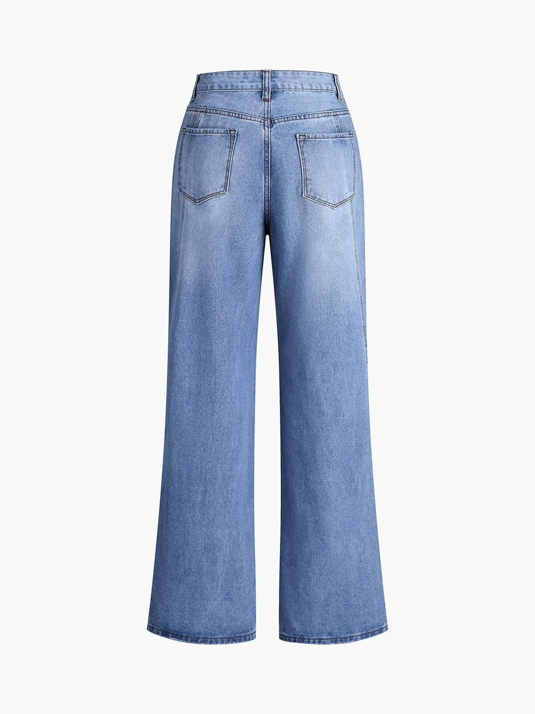 High-Waist Wide-Leg Jeans | Cotton Blend Denim | Light Blue
