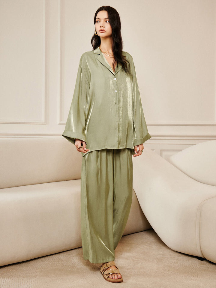 Satin Lounge Set | Shiny Finish | Relaxed Fit