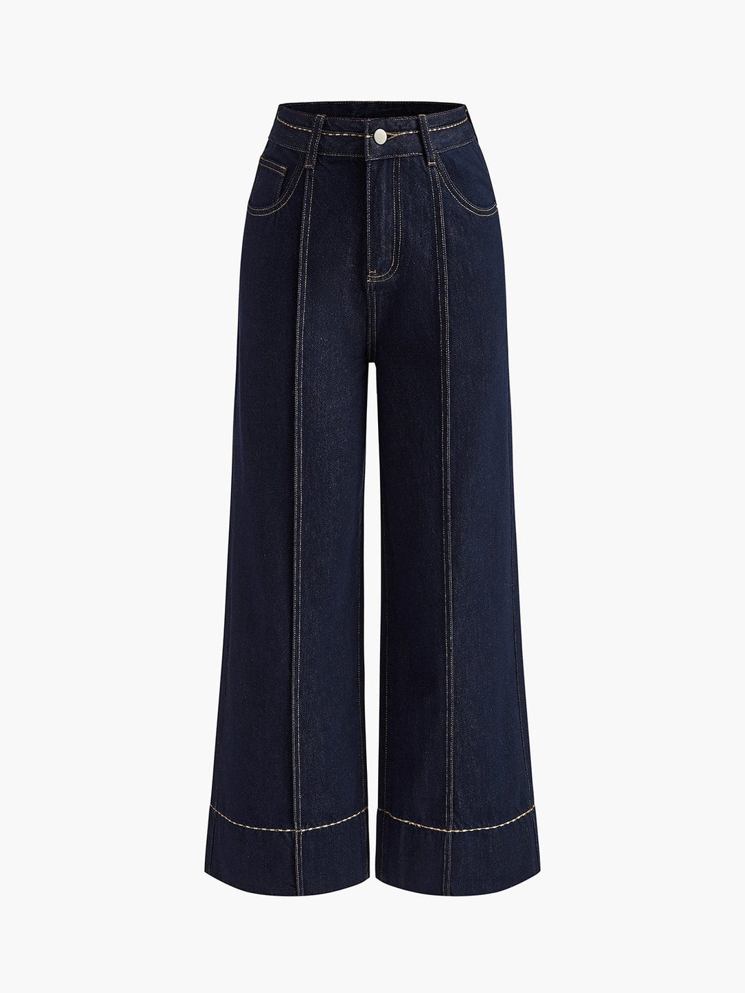 High-Rise Wide-Leg Denim Jeans | Cotton Blend | Casual Chic