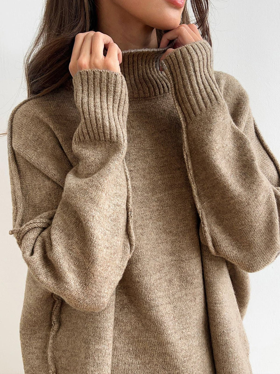 Oversized Knit Two-Piece Set | Split-Hem Sweater & Wide-Leg Pants | Casual Comfort