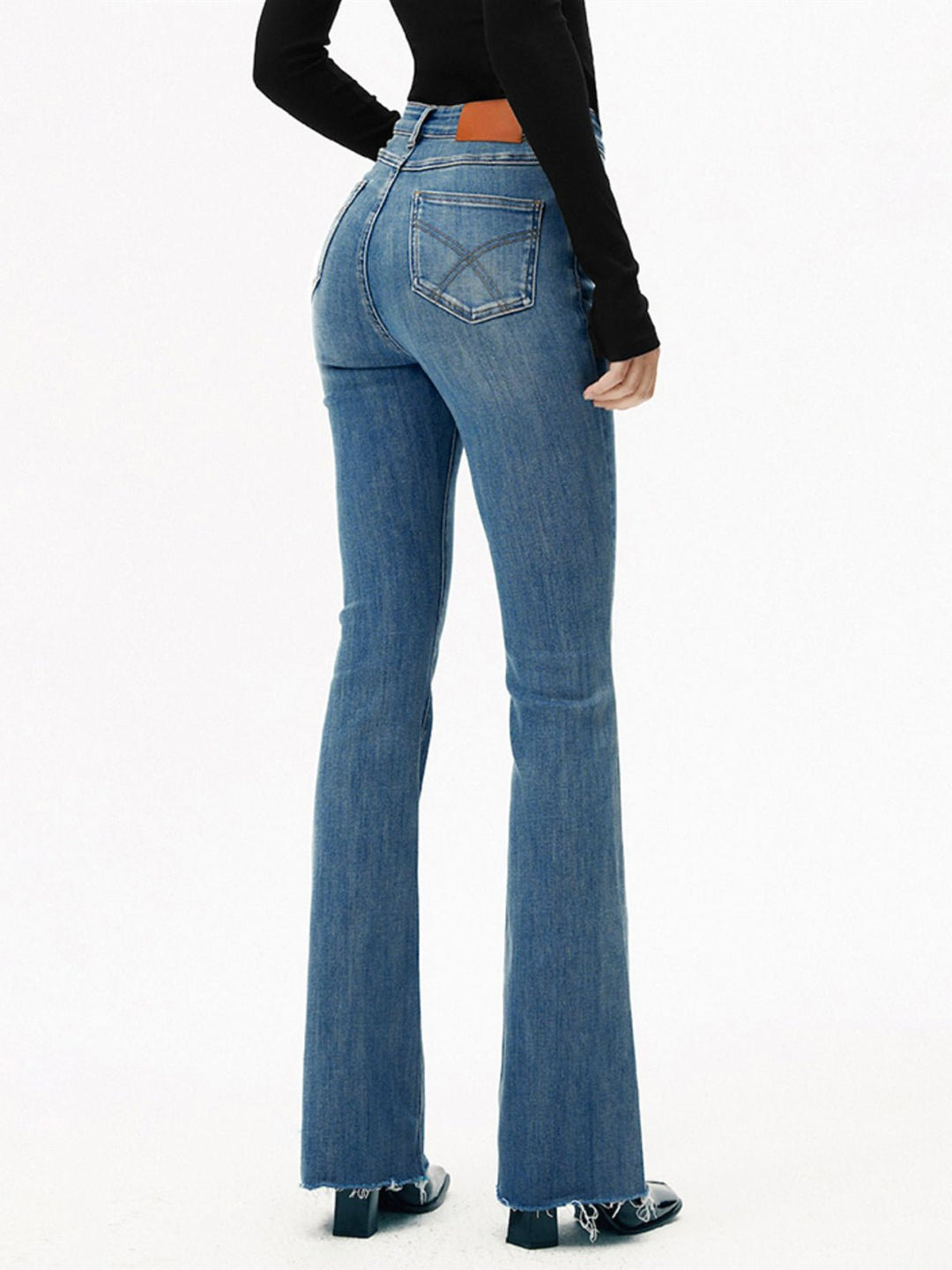 High-Waisted Slim Fit Flared Jeans | Denim Blend | Navy & Light Blue
