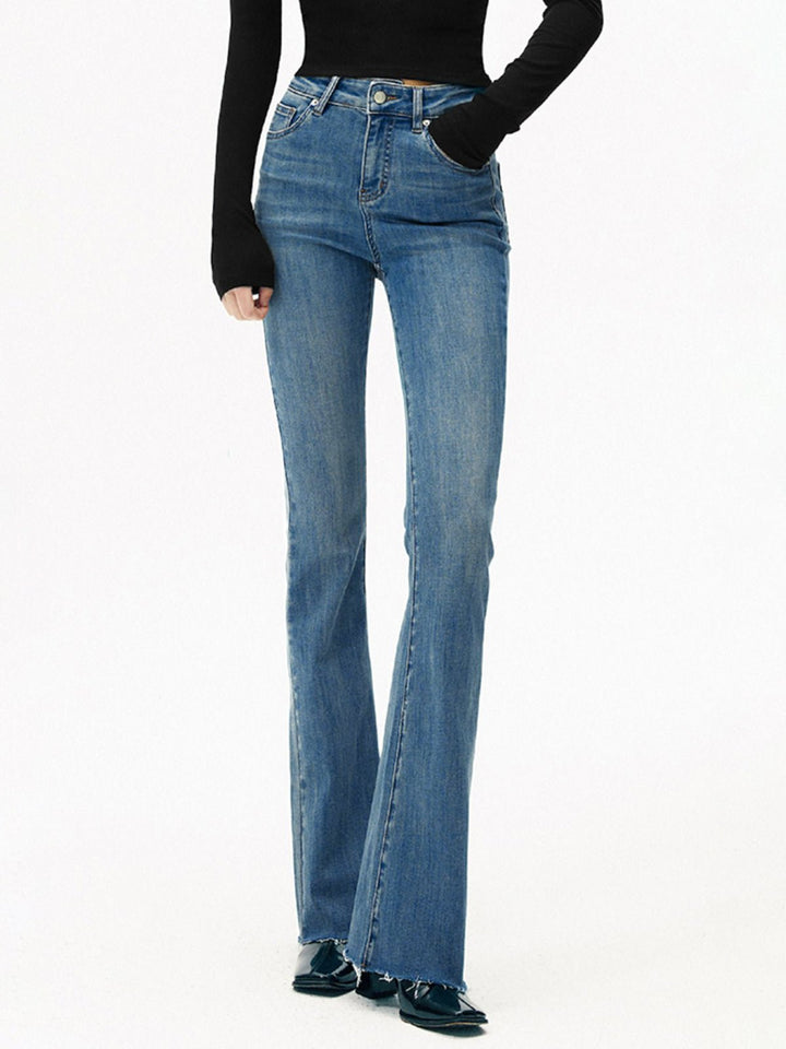 High-Waisted Slim Fit Flared Jeans | Denim Blend | Navy & Light Blue
