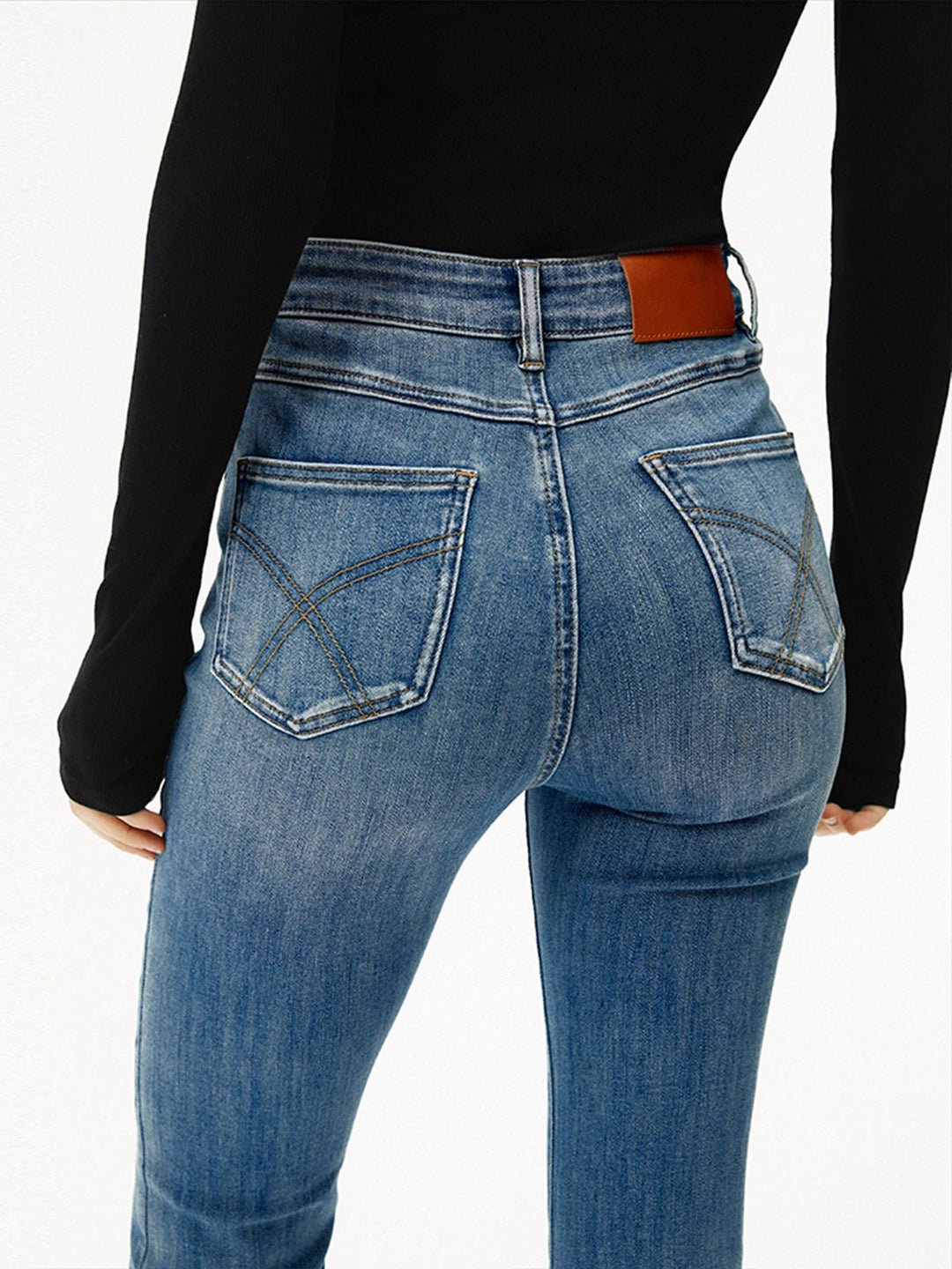 High-Waisted Slim Fit Flared Jeans | Denim Blend | Navy & Light Blue