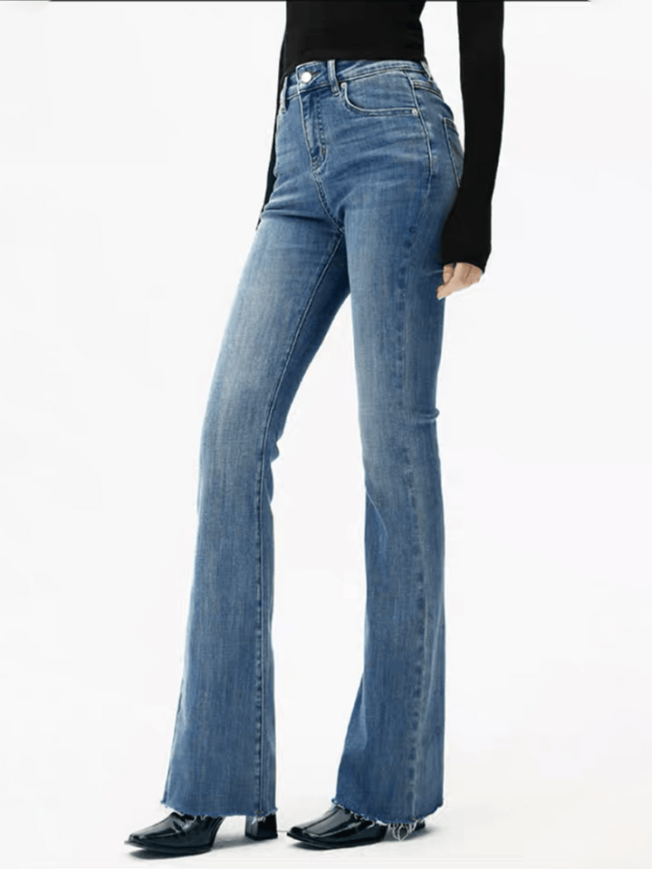 High-Waisted Slim Fit Flared Jeans | Denim Blend | Navy & Light Blue