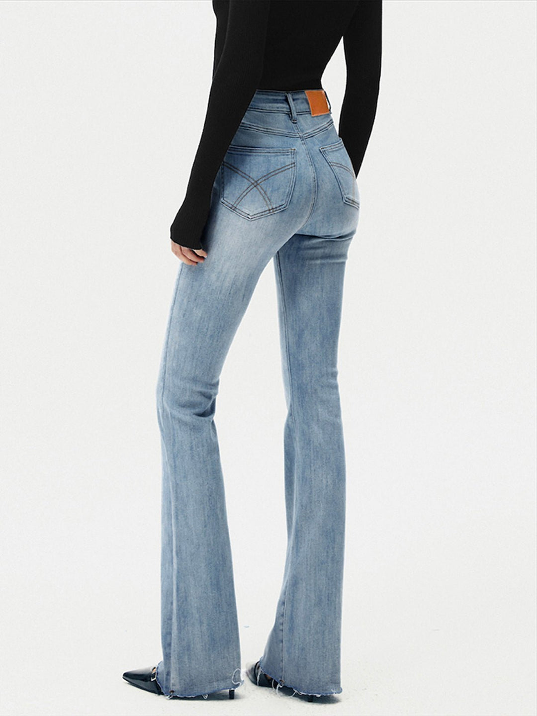 High-Waisted Slim Fit Flared Jeans | Denim Blend | Navy & Light Blue