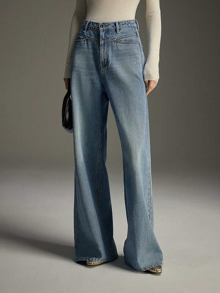 Mid-Waist Wide-Leg Jeans | Cotton Blend Denim | Casual Everyday Style