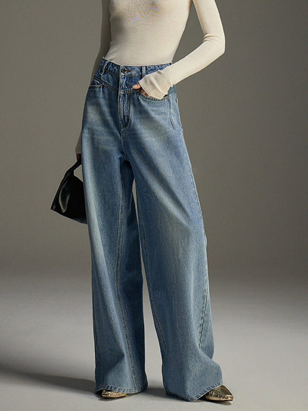 Mid-Waist Wide-Leg Jeans | Cotton Blend Denim | Casual Everyday Style