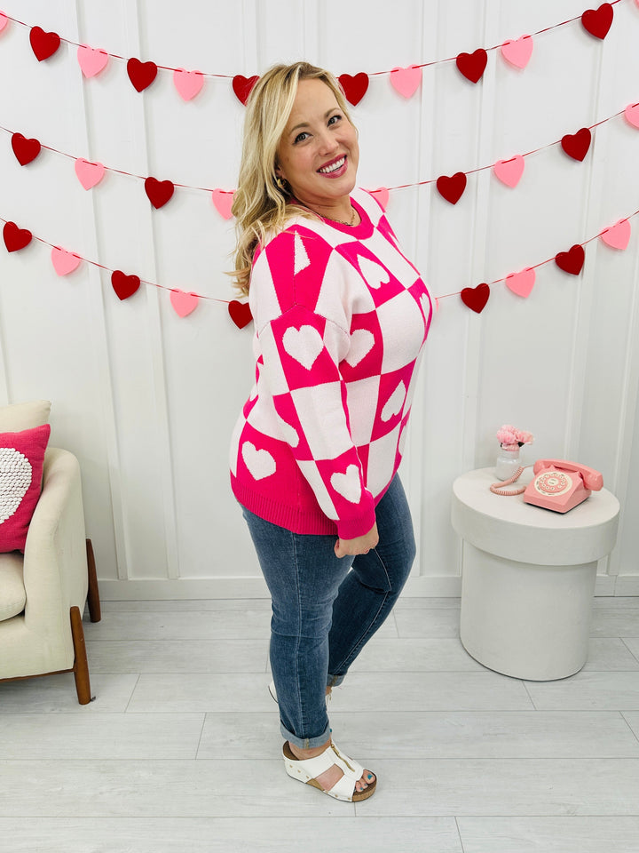 Ottilie - Valentine's Day Sweater with Checkered Hearts