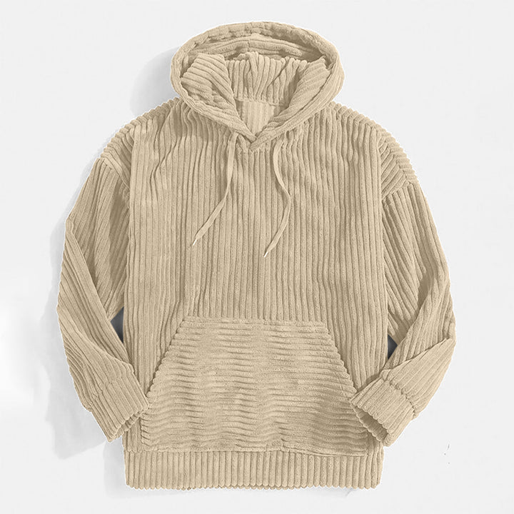 Men’s Corduroy Pullover Hoodie | Soft Ribbed Texture | Relaxed Fit Fall Sweatshirt