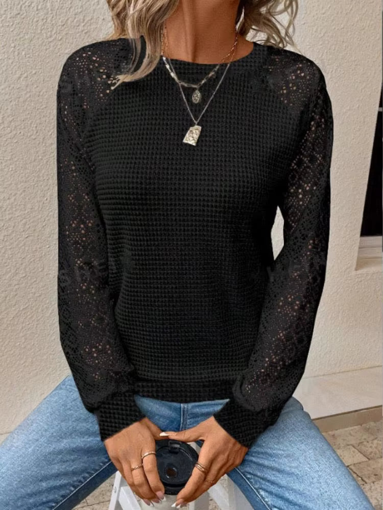 Lace Crochet Top Long Sleeves