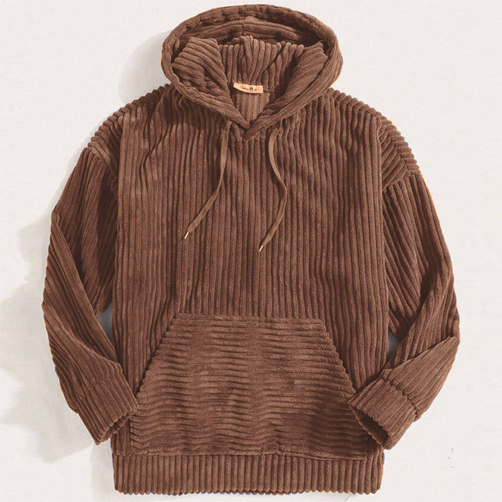 Men’s Corduroy Pullover Hoodie | Soft Ribbed Texture | Relaxed Fit Fall Sweatshirt