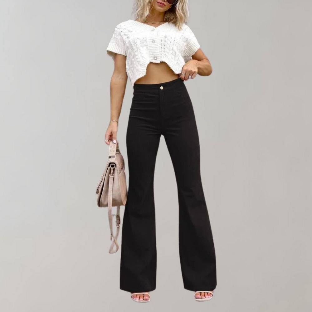 Pantalon évasé taille haute | Silhouette élégante | Tenue décontractée et de bureau