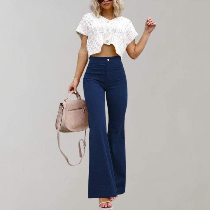 Pantalon évasé taille haute | Silhouette élégante | Tenue décontractée et de bureau