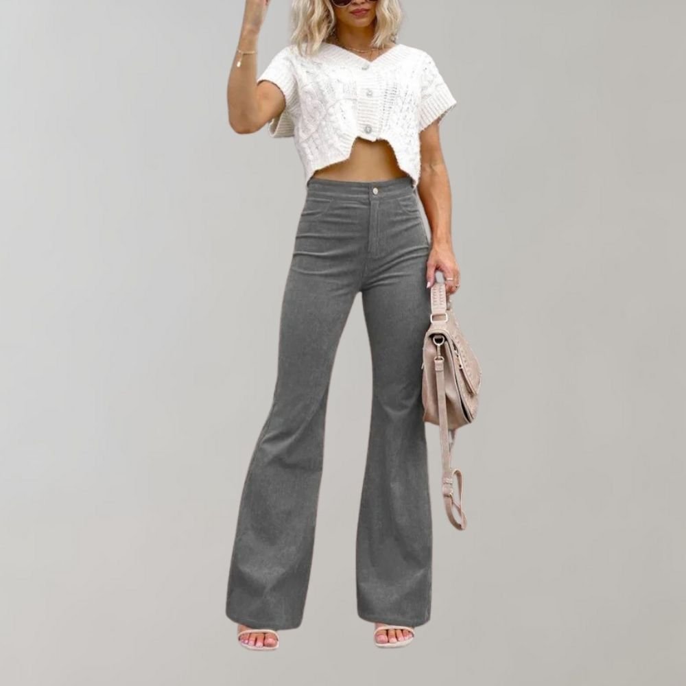 Pantalon évasé taille haute | Silhouette élégante | Tenue décontractée et de bureau