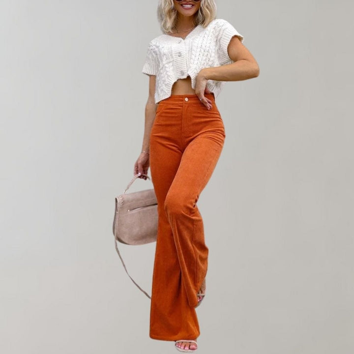 Pantalon évasé taille haute | Silhouette élégante | Tenue décontractée et de bureau