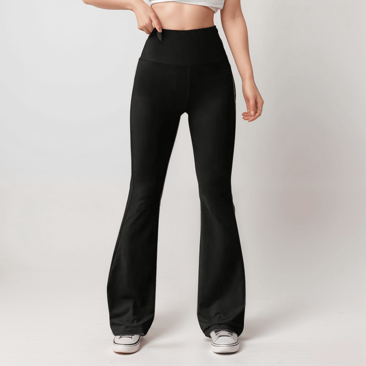 Adeline High-Waist Flare Pants | Black | Activewear | Spandex Blend