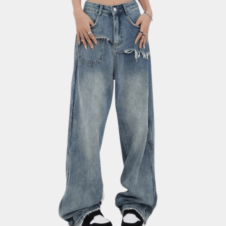 Baggy Wide-Leg Jeans | Vintage Wash | 100% Cotton | Streetwear Essential