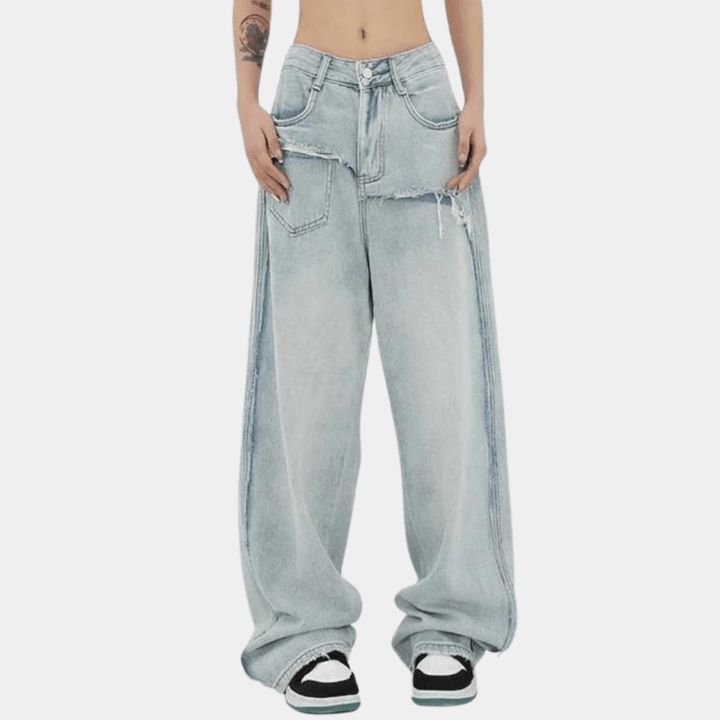Baggy Wide-Leg Jeans | Vintage Wash | 100% Cotton | Streetwear Essential
