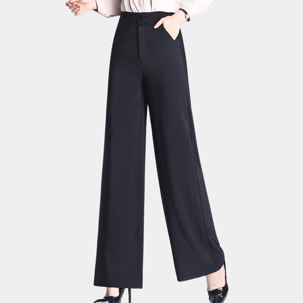 High-Waisted Wide-Leg Dress Pants | Elegant Tailoring | Stretch Fabric | Office & Formal Wear