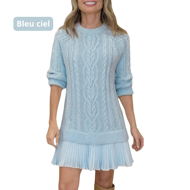 Marivessa - Robe pull à torsades chaude et élégante pour l'hiver 