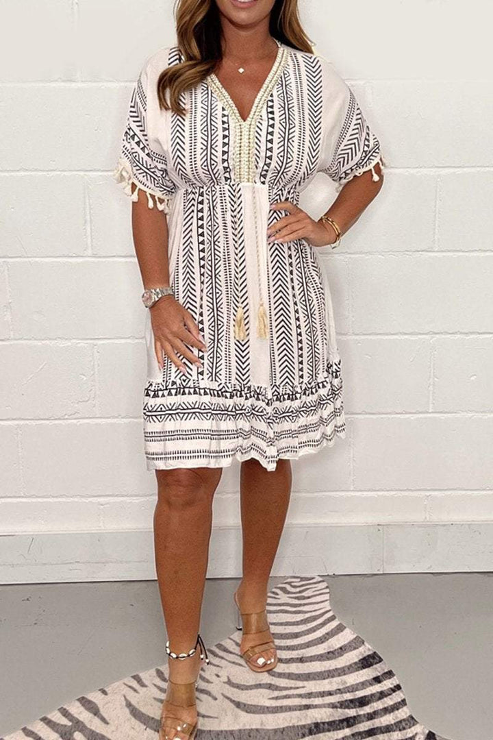 Gail - Vintage Bohemian Ethnic Print Dress