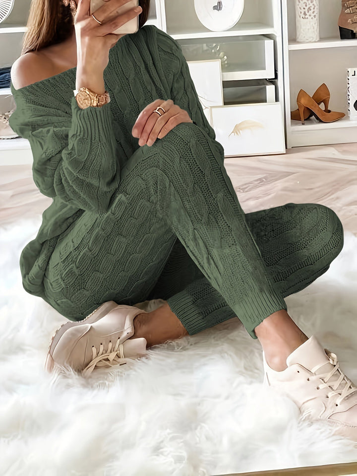 Cable Knit Lounge Set | Cosy Two-Piece Outfit | Soft Knit Fabric | Relaxed Fit