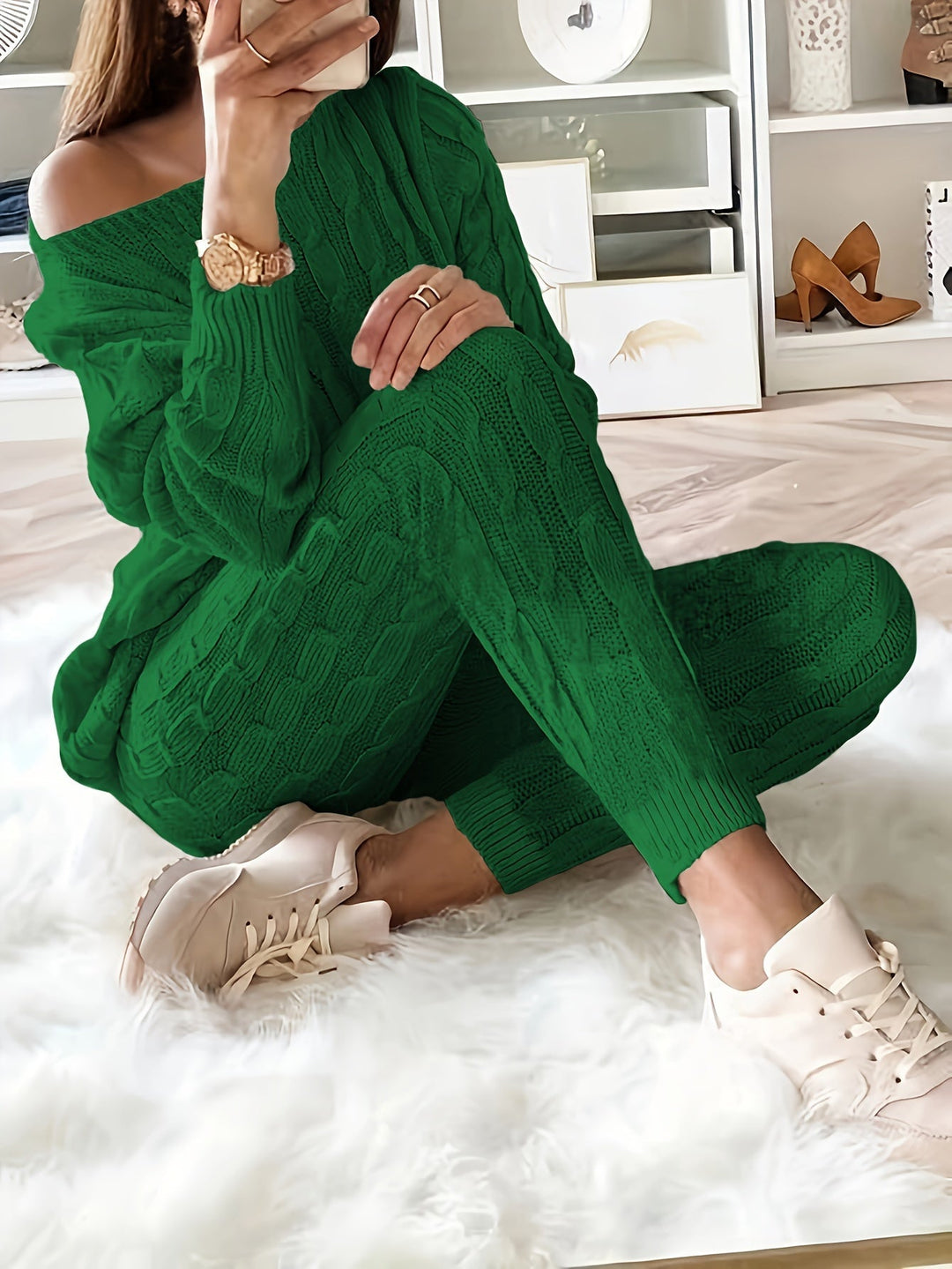 Cable Knit Lounge Set | Cosy Two-Piece Outfit | Soft Knit Fabric | Relaxed Fit