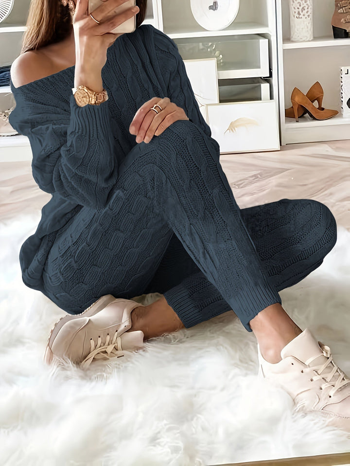 Cable Knit Lounge Set | Cosy Two-Piece Outfit | Soft Knit Fabric | Relaxed Fit