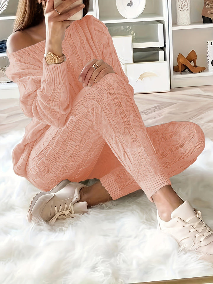 Cable Knit Lounge Set | Cosy Two-Piece Outfit | Soft Knit Fabric | Relaxed Fit