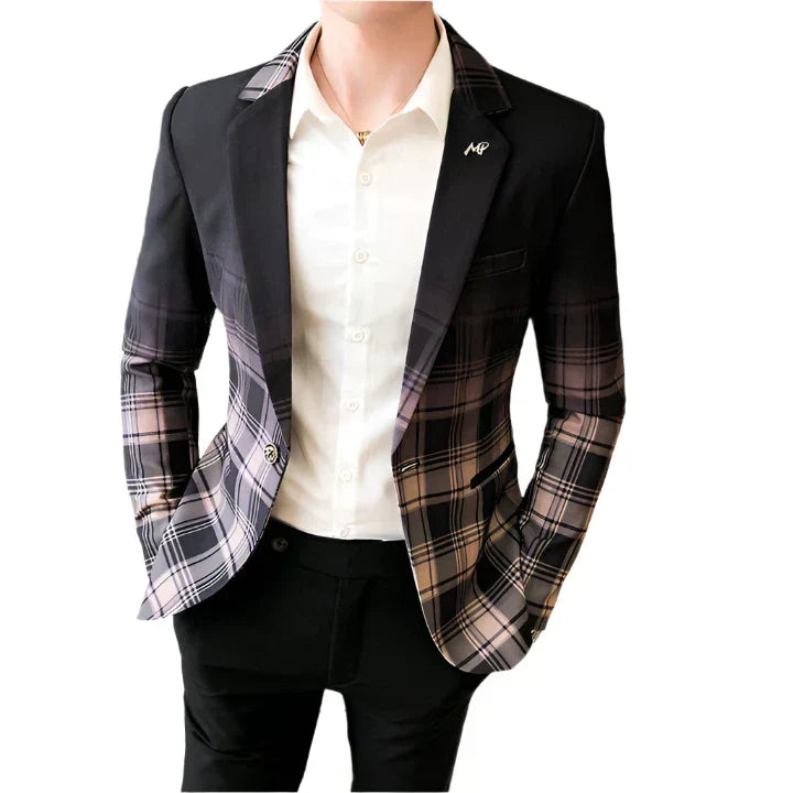 Blazer à carreaux pour homme | Coupe ajustée | Veste de costume moderne et décontractée