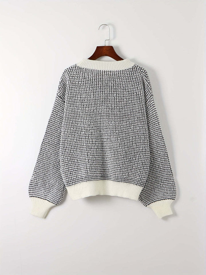 Bijou - Women's Knitted Sweater with Lantern Sleeves