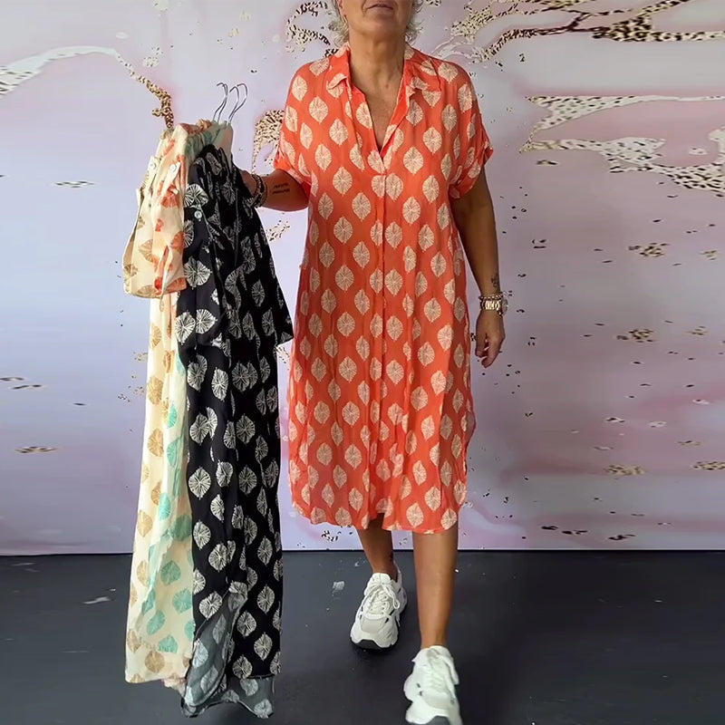 Davina - Loose Fit Short Sleeve Shirt Dress