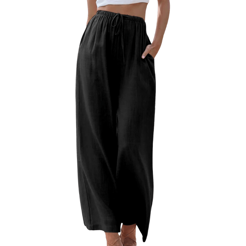 Wide-Leg Elastic Waist Pants | Soft Drape with Minimalist Silhouette
