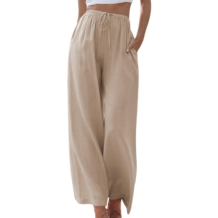 Wide-Leg Elastic Waist Pants | Soft Drape with Minimalist Silhouette